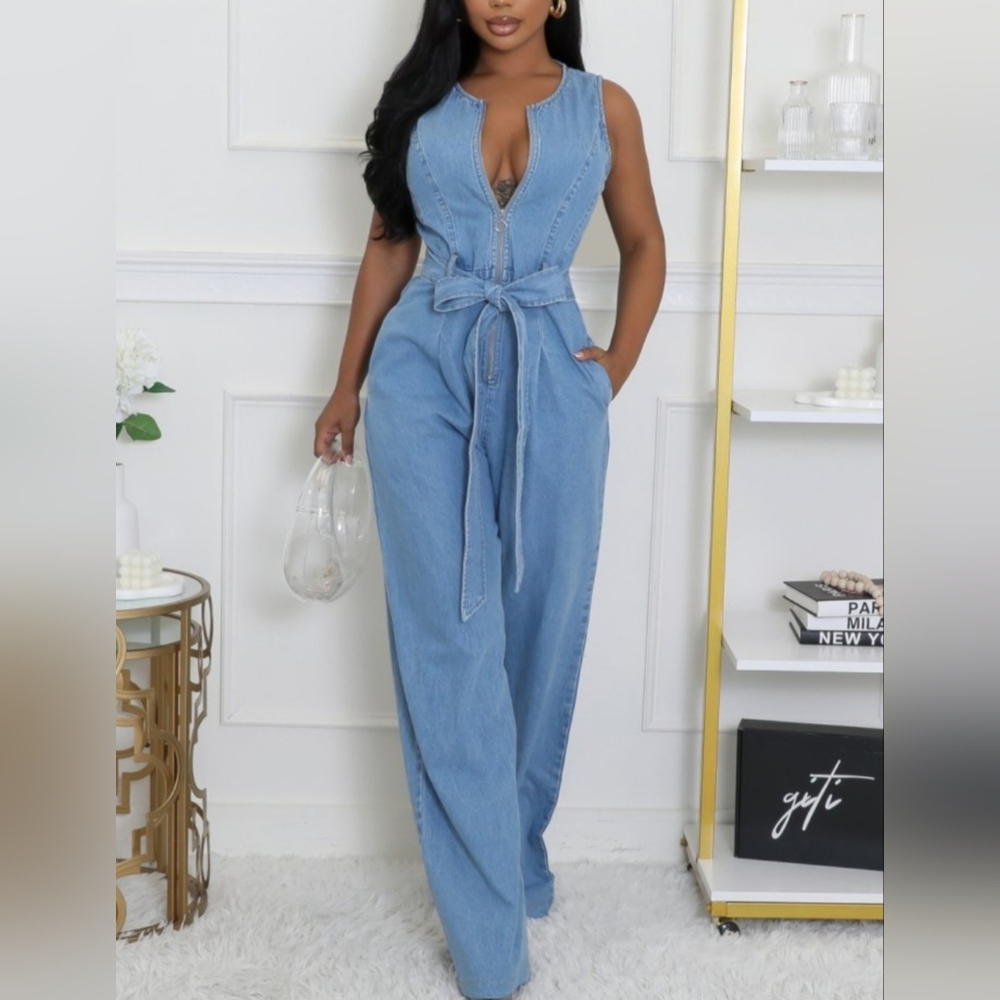 19. DENIM JUMPSUIT WITH TIE